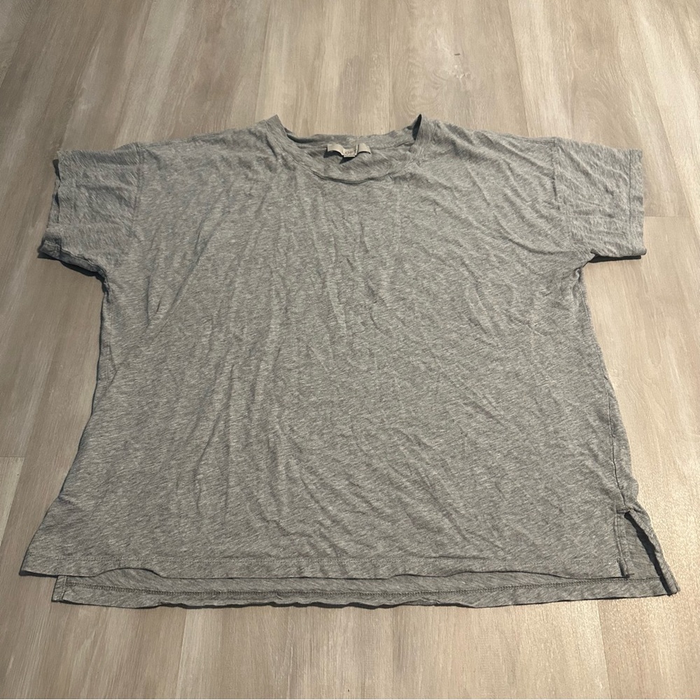 Loft Gray Short Sleeve Cotton Tshirt Tee Sz L